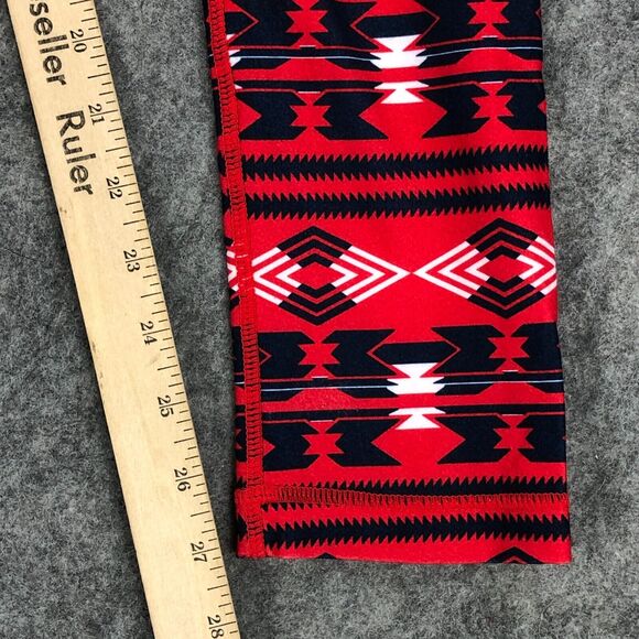 New England Patriots Womens Leggings Medium Red Blue Mid Rise Geometric Print - Picture 10 of 12